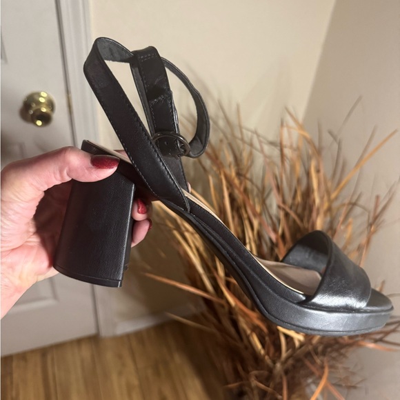 Clarks Black Open-Toe Heels with Ankle Strap - Picture 9 of 12